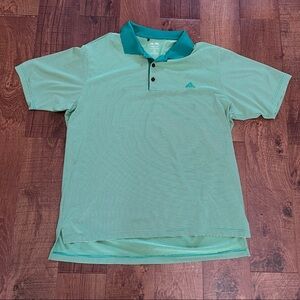 Mens adidas golf polo short sleeve shirt green stripe climalite XL extra large